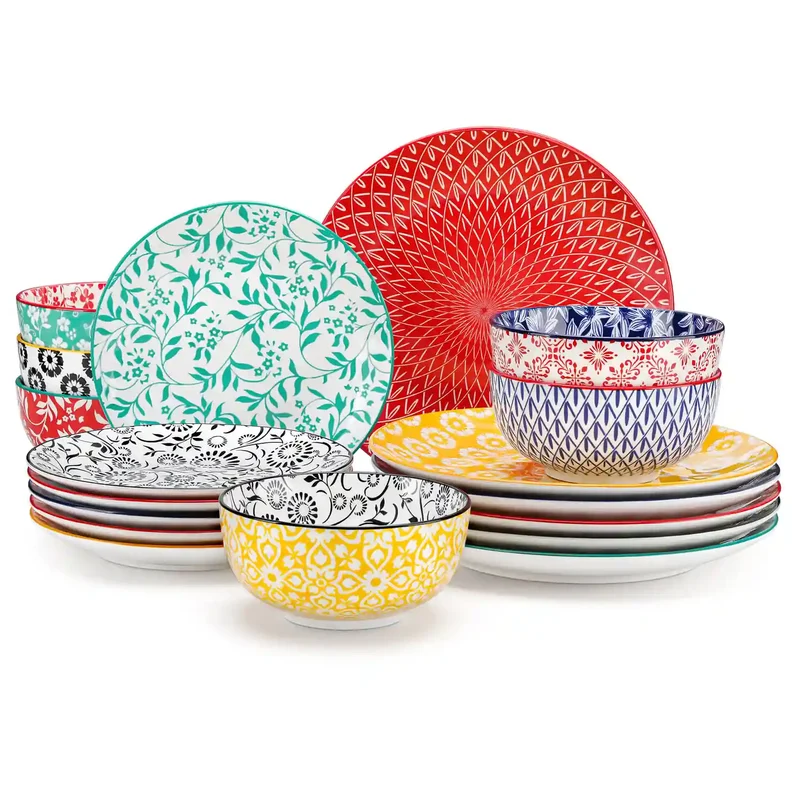 Selene 18 Piece Vibrant Dinnerware Set